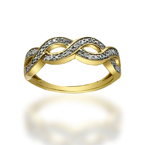 Anillo de oro 14K Y 0.20CT de diamantes