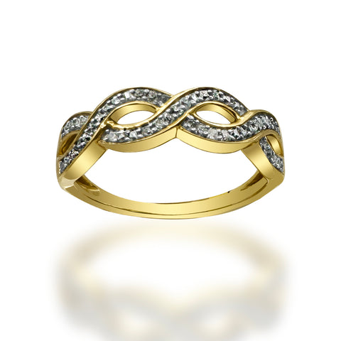 Anillo de oro 14K Y 0.20CT de diamantes