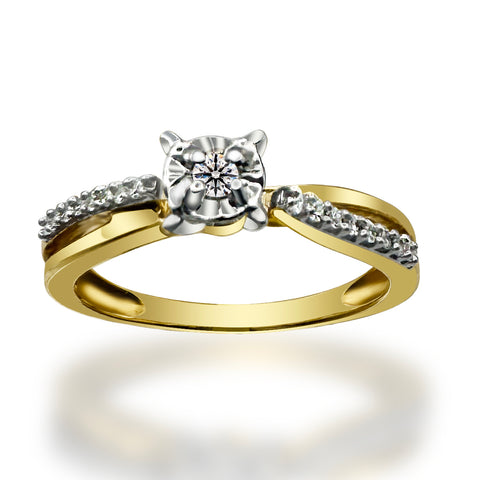 Anillo de Oro 14K Con 0.12 CT de Diamantes