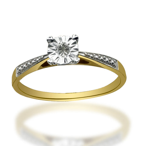 ANILLO DE ORO 14K Y 0.03 CT DE DIAMANTES
