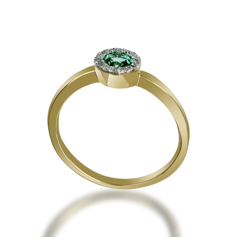 Anillo de Oro 14K Esmeralda y Diamantes