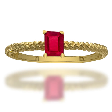 Anillo de Oro 14K Con 0.50CT de Rubí