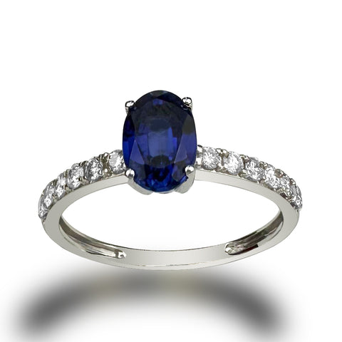 Anillo de Oro 14k con Zafiro y Diamantes